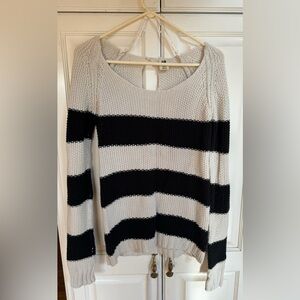 Roxy Black and Beige Striped Sweater Size Small